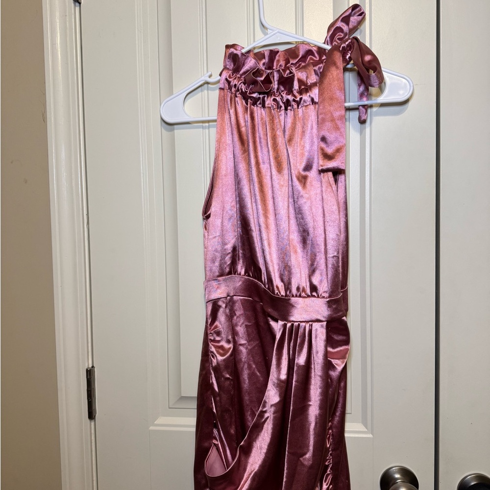 Elegant Pink Satin Dress